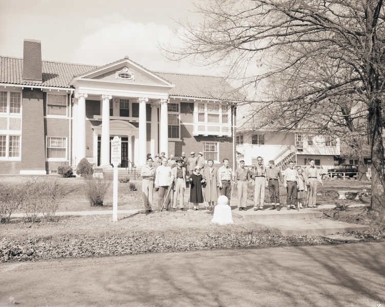 Trainees in front of the Brack Home, 14 March 1958